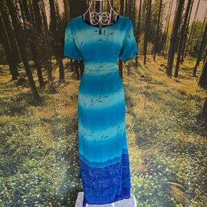 Earth Song Blue Ombre Floral Dress – Size 10